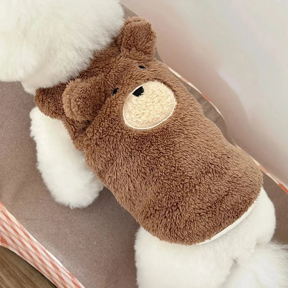 Cute Bear Dog Sweater Vest Soft Warm Fleece Plush Cartoon Design for Small Dogs Cats Puppy Kitten Winter Autumn Warm Pet Clothes