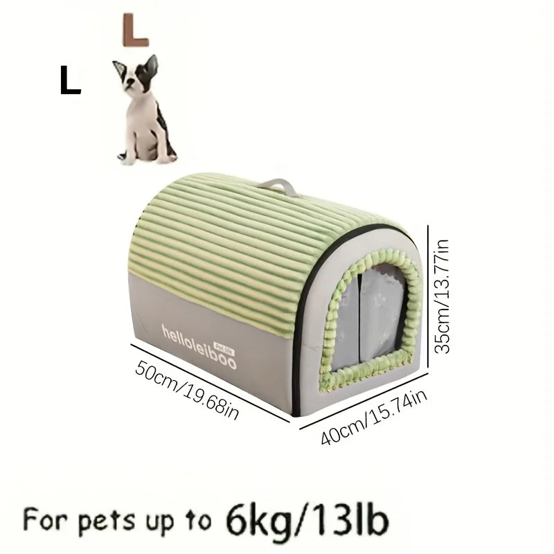 CozyDen Covered Pet House Bed with Door Curtain