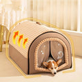 CozyDen Covered Pet House Bed with Door Curtain