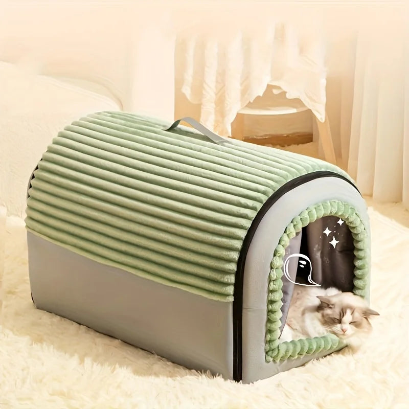 CozyDen Covered Pet House Bed with Door Curtain