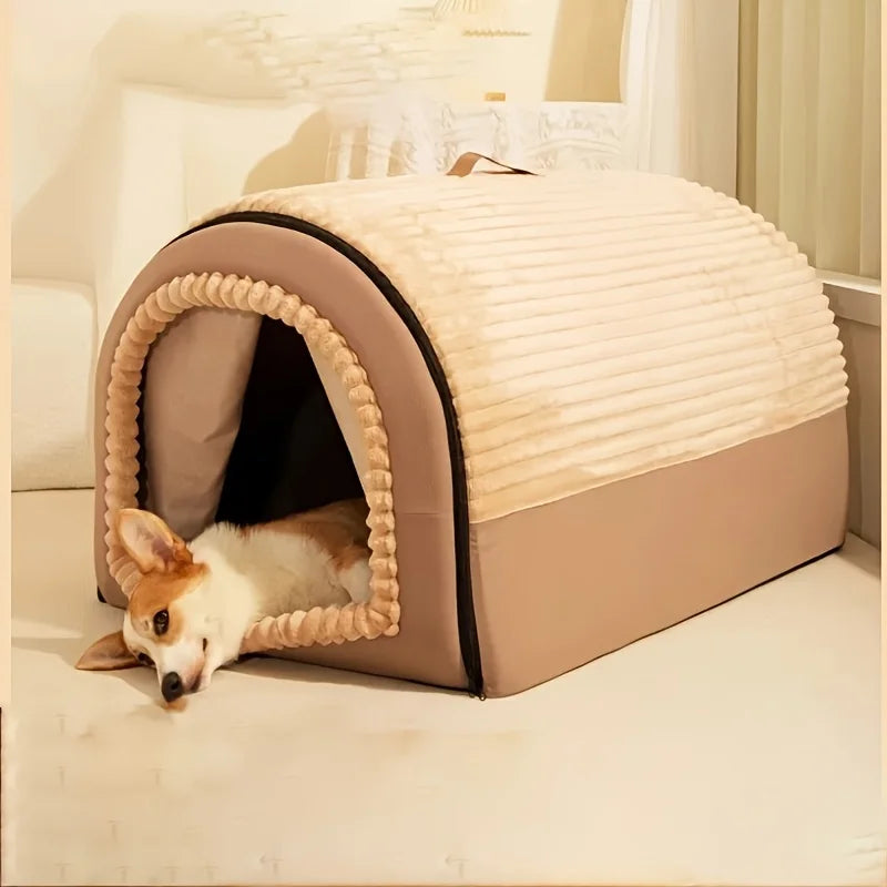 CozyDen Covered Pet House Bed with Door Curtain