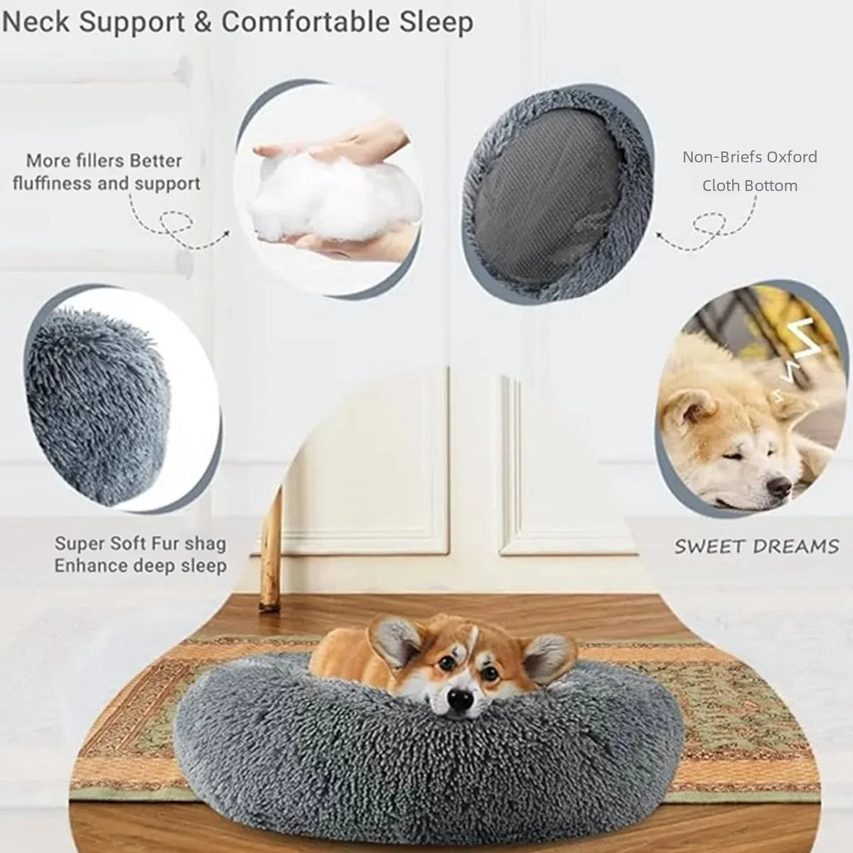 CloudNest Calming Donut Bed for Dogs & Cats