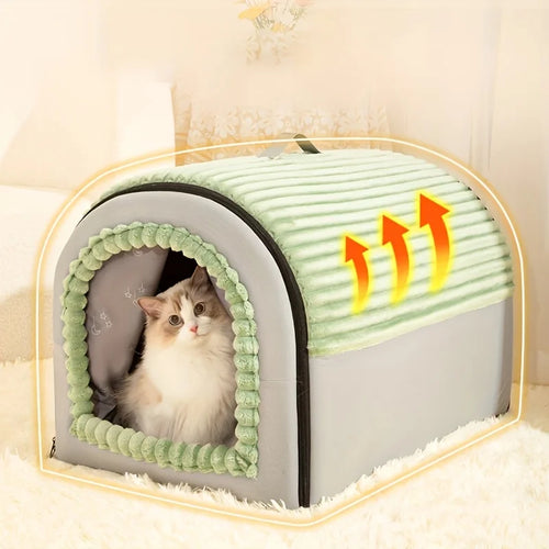 CozyDen Covered Pet House Bed with Door Curtain