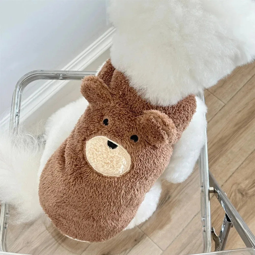 Cute Bear Dog Sweater Vest Soft Warm Fleece Plush Cartoon Design for Small Dogs Cats Puppy Kitten Winter Autumn Warm Pet Clothes